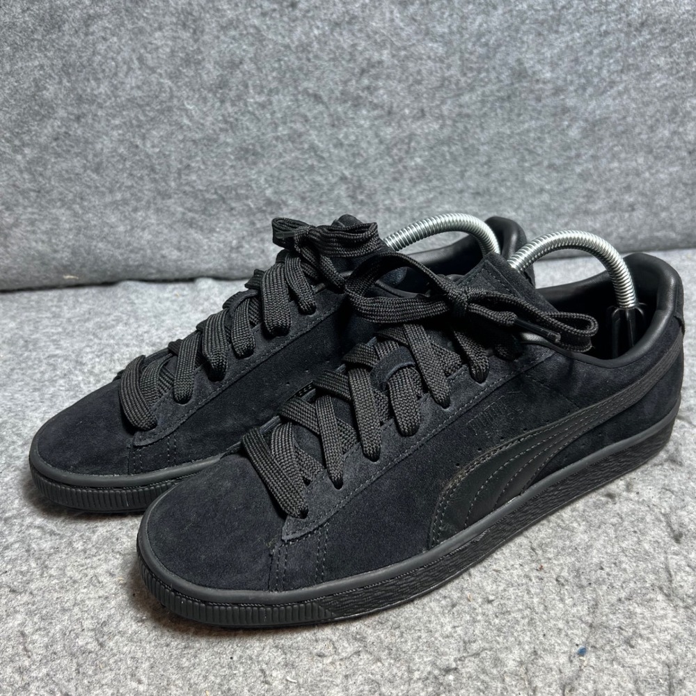 Puma Suede Classic Triple Black Suede Low Top Skate Sneakers Mens Size 8.5